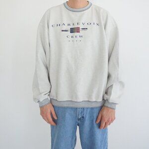 Gear for Sports Charlevoix Crew Gray Graphic Sweatshirt Retro 90s Collegiate L